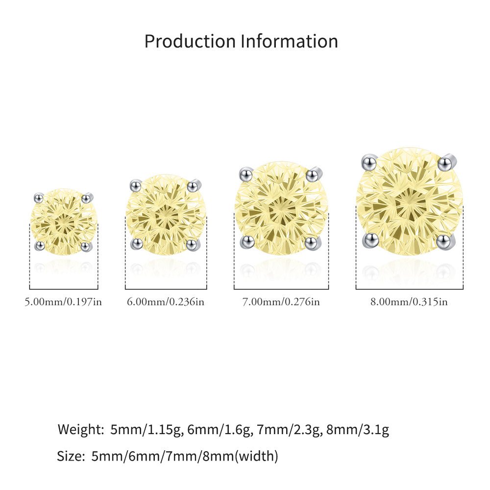 925 Sterling Silver Fireworks Cut Yellow Zircon Stud Earrings 40200753