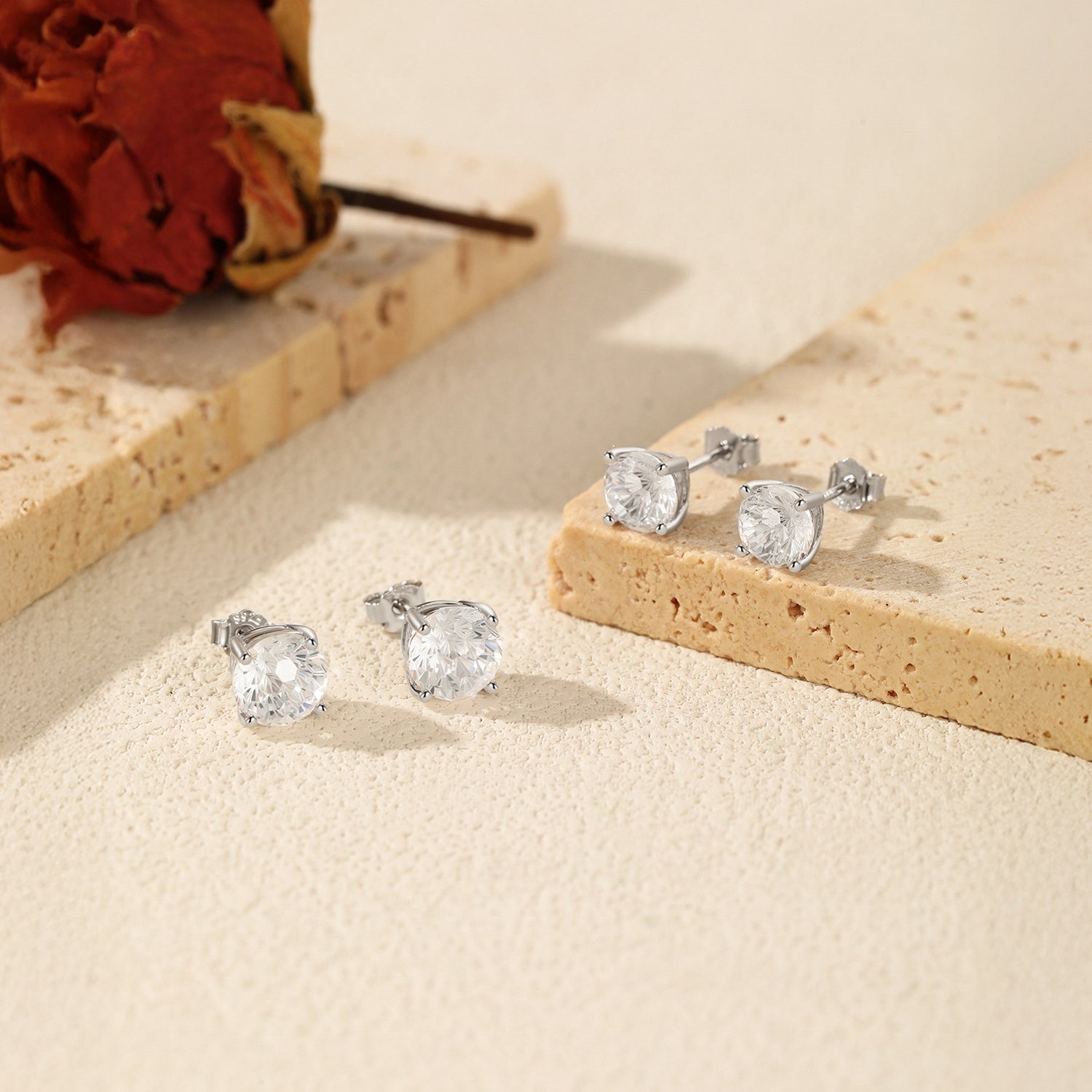 925 Sterling Silver Fireworks Cut White Zircon Stud Earrings 40200754