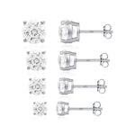 925 Sterling Silver Fireworks Cut White Zircon Stud Earrings 40200754