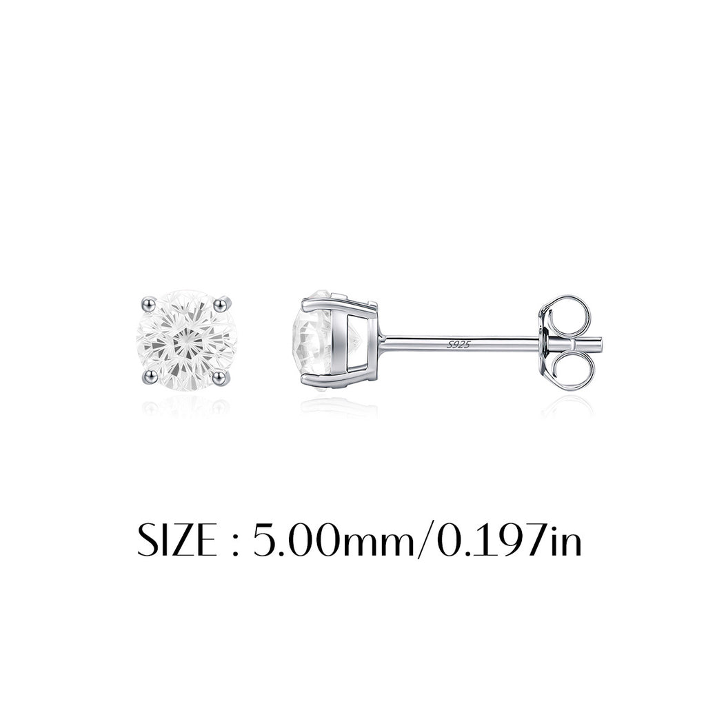 925 Sterling Silver Fireworks Cut White Zircon Stud Earrings 40200754