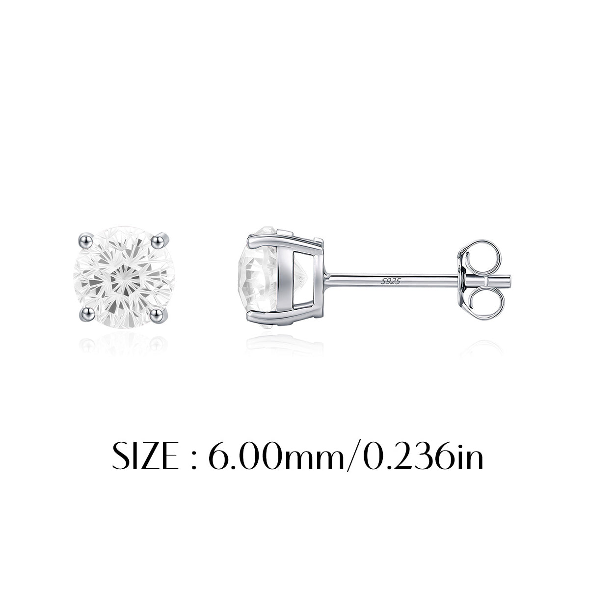 925 Sterling Silver Fireworks Cut White Zircon Stud Earrings 40200754