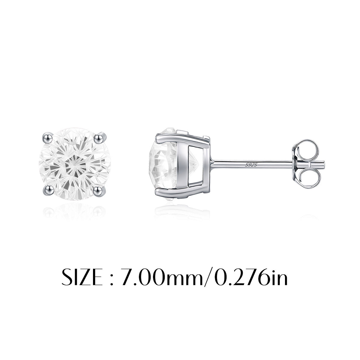 925 Sterling Silver Fireworks Cut White Zircon Stud Earrings 40200754