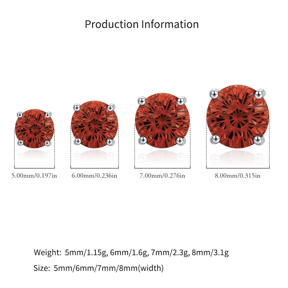 925 Sterling Silver Fireworks Cut Garnet Red Zircon Stud Earrings 40200755