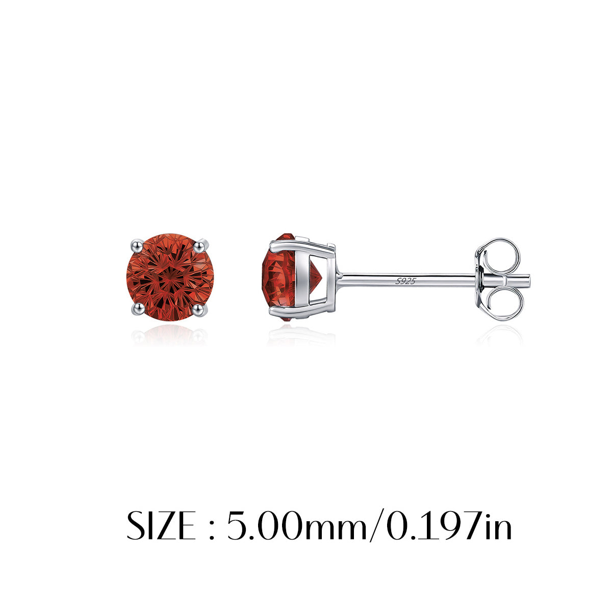925 Sterling Silver Fireworks Cut Garnet Red Zircon Stud Earrings 40200755