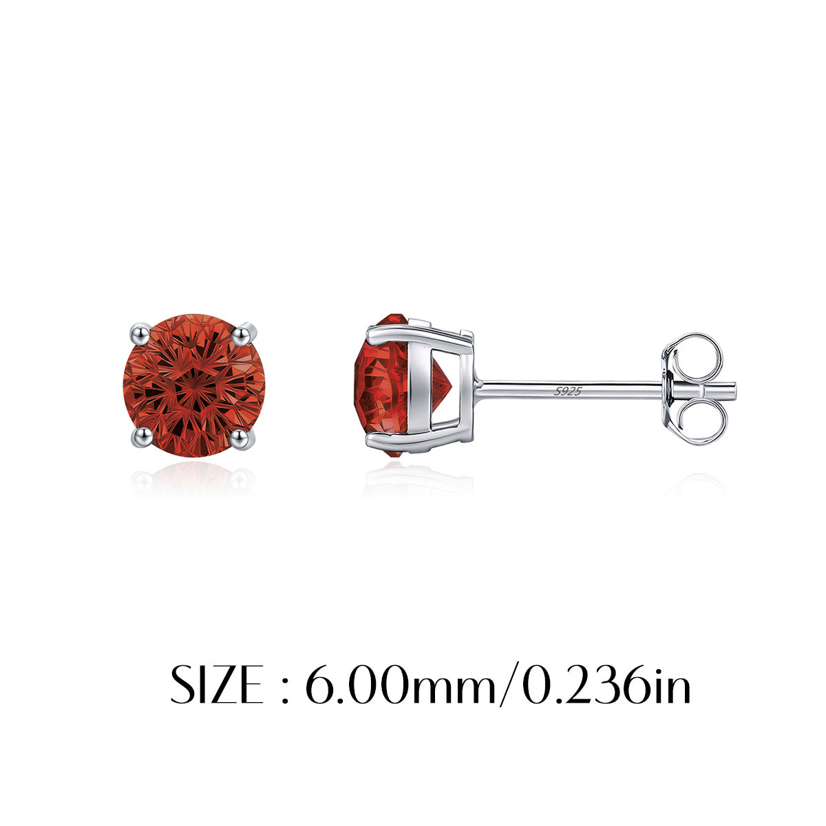 925 Sterling Silver Fireworks Cut Garnet Red Zircon Stud Earrings 40200755