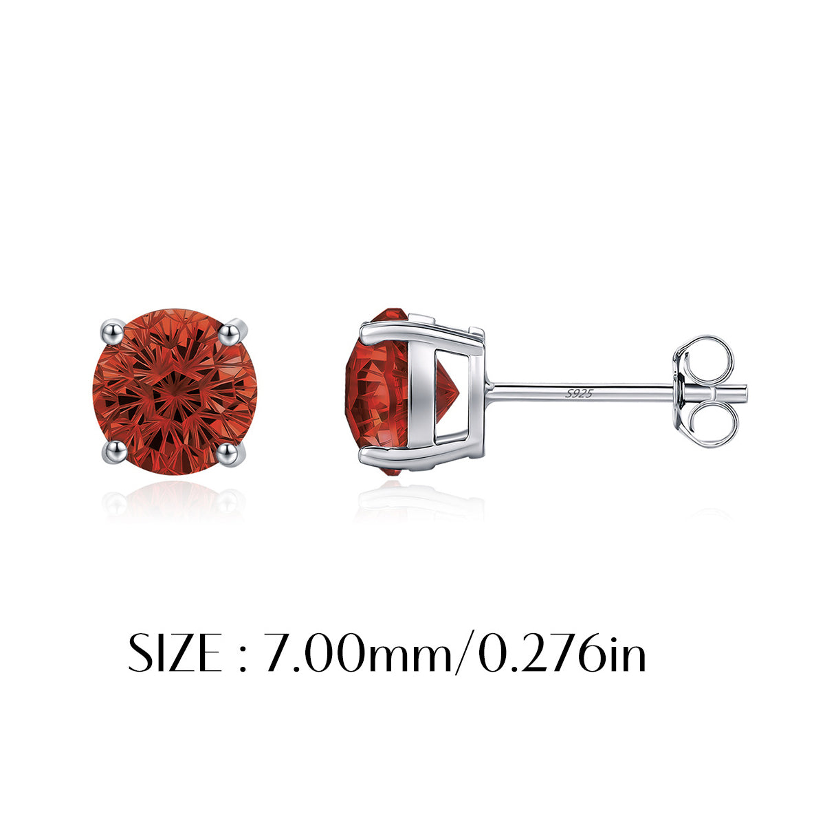 925 Sterling Silver Fireworks Cut Garnet Red Zircon Stud Earrings 40200755