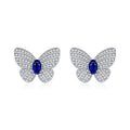 925 Sterling Silver Royal Blue Butterfly Zircon Stud Earrings 40200756