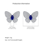 925 Sterling Silver Royal Blue Butterfly Zircon Stud Earrings 40200756