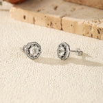 925 Sterling Silver Vintage Octagon Halo CZ Stud Earrings 40200758