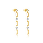 925 Sterling Silver CZ Paperclip Link Long Drop Earrings 40200760