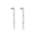 925 Sterling Silver CZ Paperclip Link Long Drop Earrings 40200760