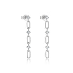 925 Sterling Silver CZ Paperclip Link Long Drop Earrings 40200760