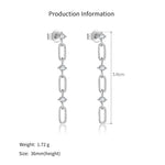 925 Sterling Silver CZ Paperclip Link Long Drop Earrings 40200760
