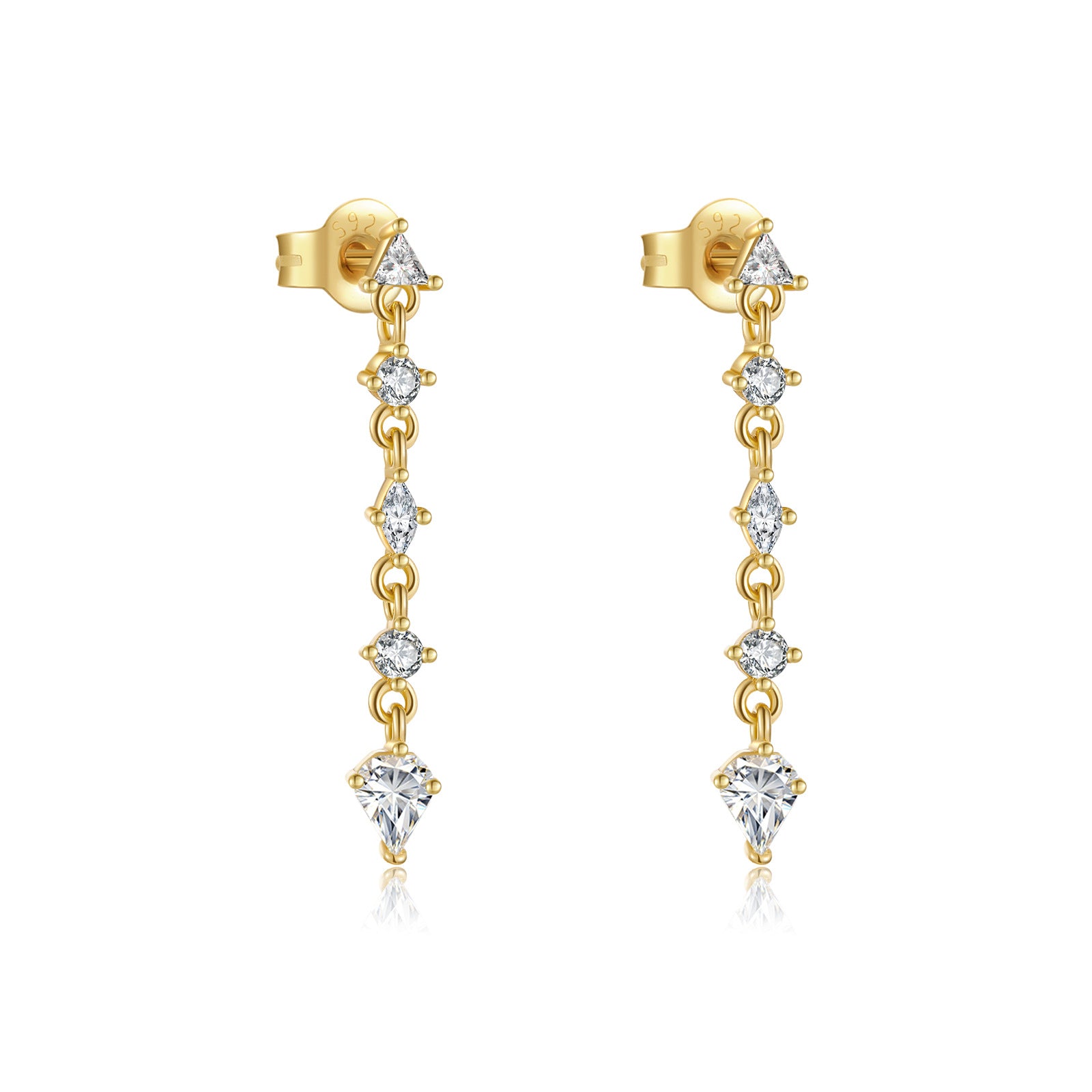 925 Sterling Silver Radiant Rectangle CZ Long Drop Earrings 40200761