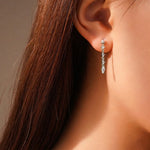 925 Sterling Silver Radiant Rectangle CZ Long Drop Earrings 40200761