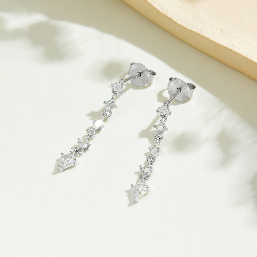 925 Sterling Silver Radiant Rectangle CZ Long Drop Earrings 40200761