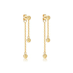925 Sterling Silver Double Ball Chain Tassel Drop Earrings 40200762