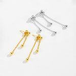 925 Sterling Silver Double Ball Chain Tassel Drop Earrings 40200762
