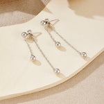 925 Sterling Silver Double Ball Chain Tassel Drop Earrings 40200762