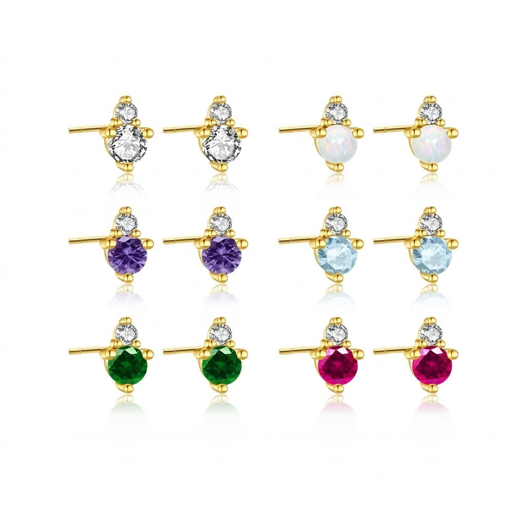 925 Sterling Silver Birthstone 3mm Stud Earrings 40200763