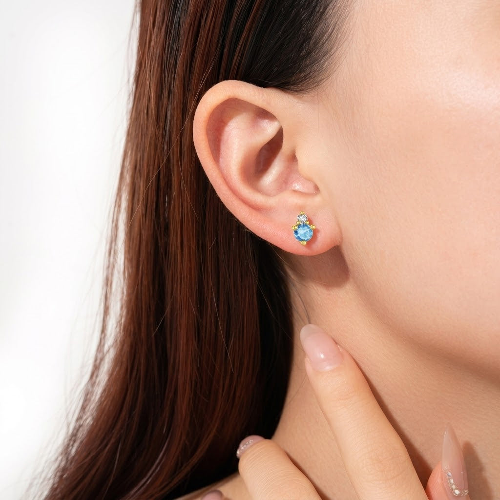 925 Sterling Silver Birthstone 3mm Stud Earrings 40200763