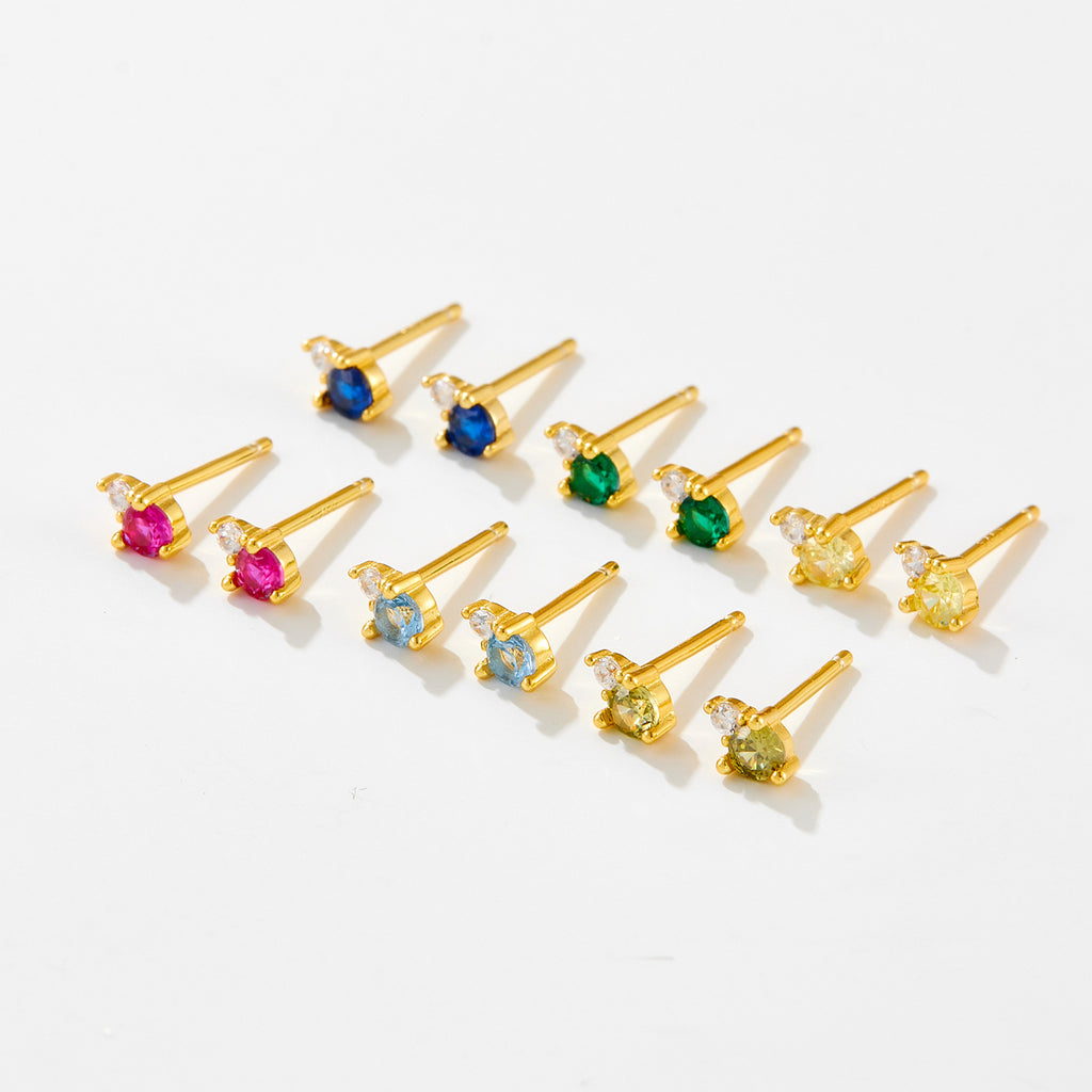 925 Sterling Silver Birthstone 3mm Stud Earrings 40200763