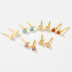925 Sterling Silver Birthstone 3mm Stud Earrings 40200763