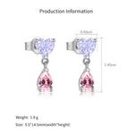 925 Sterling Silver Lavender Heart Pink Pear CZ Drop Earrings 40200765