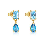 925 Sterling Silver Emerald Cut and Pear Blue CZ Drop Earrings 40200766