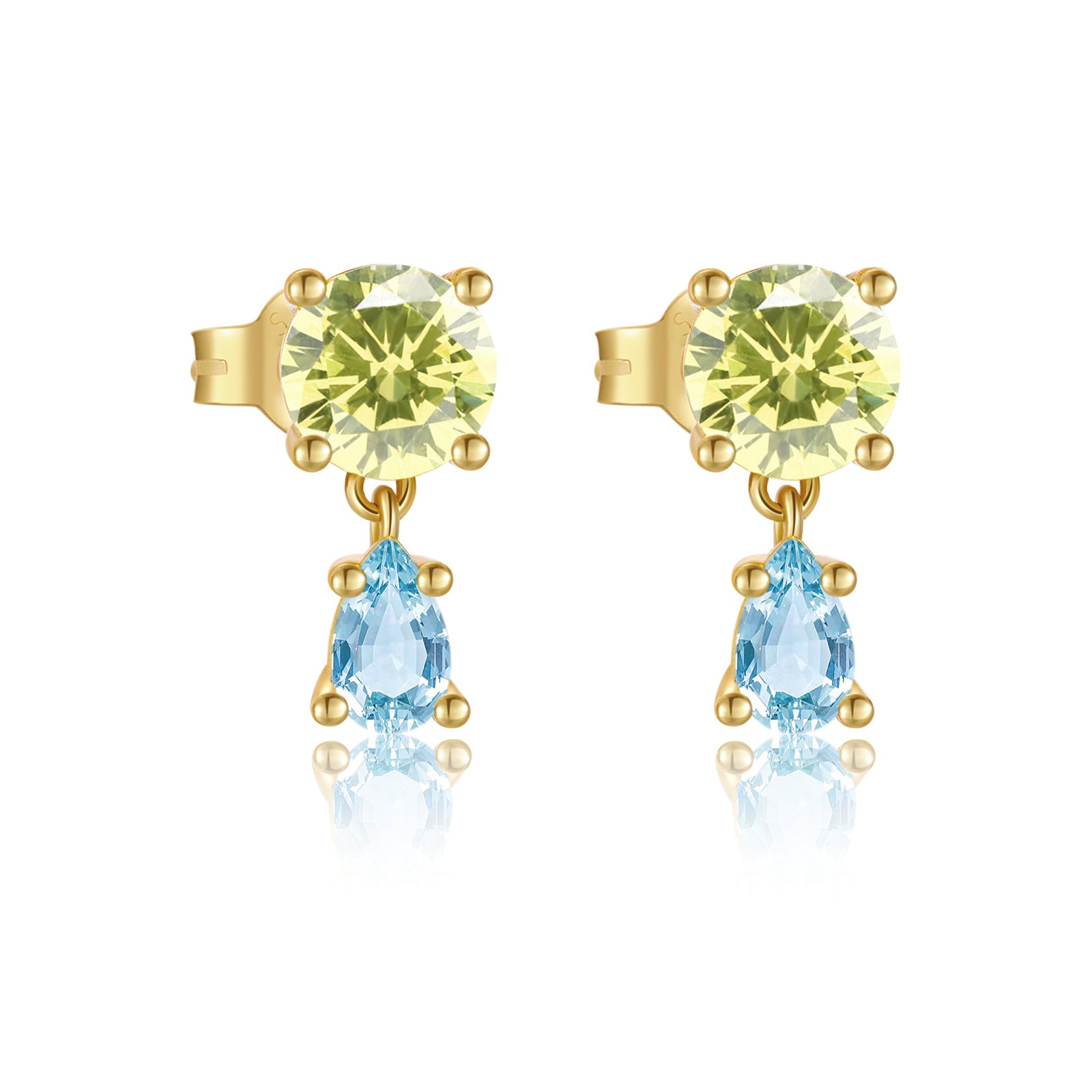 925 Sterling Silver Aquamarine CZ Drop Earrings 40200768