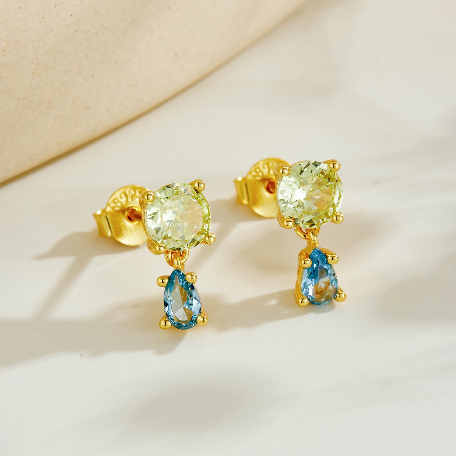 925 Sterling Silver Aquamarine CZ Drop Earrings 40200768