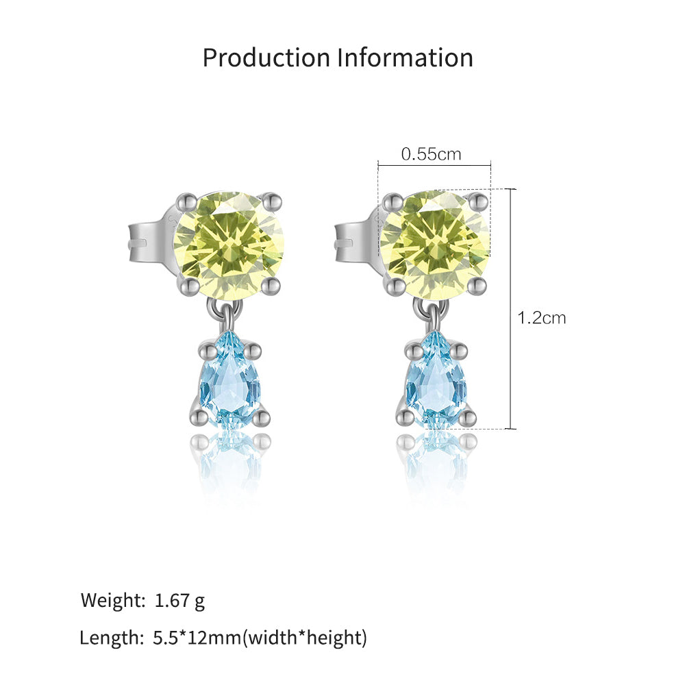 925 Sterling Silver Aquamarine CZ Drop Earrings 40200768