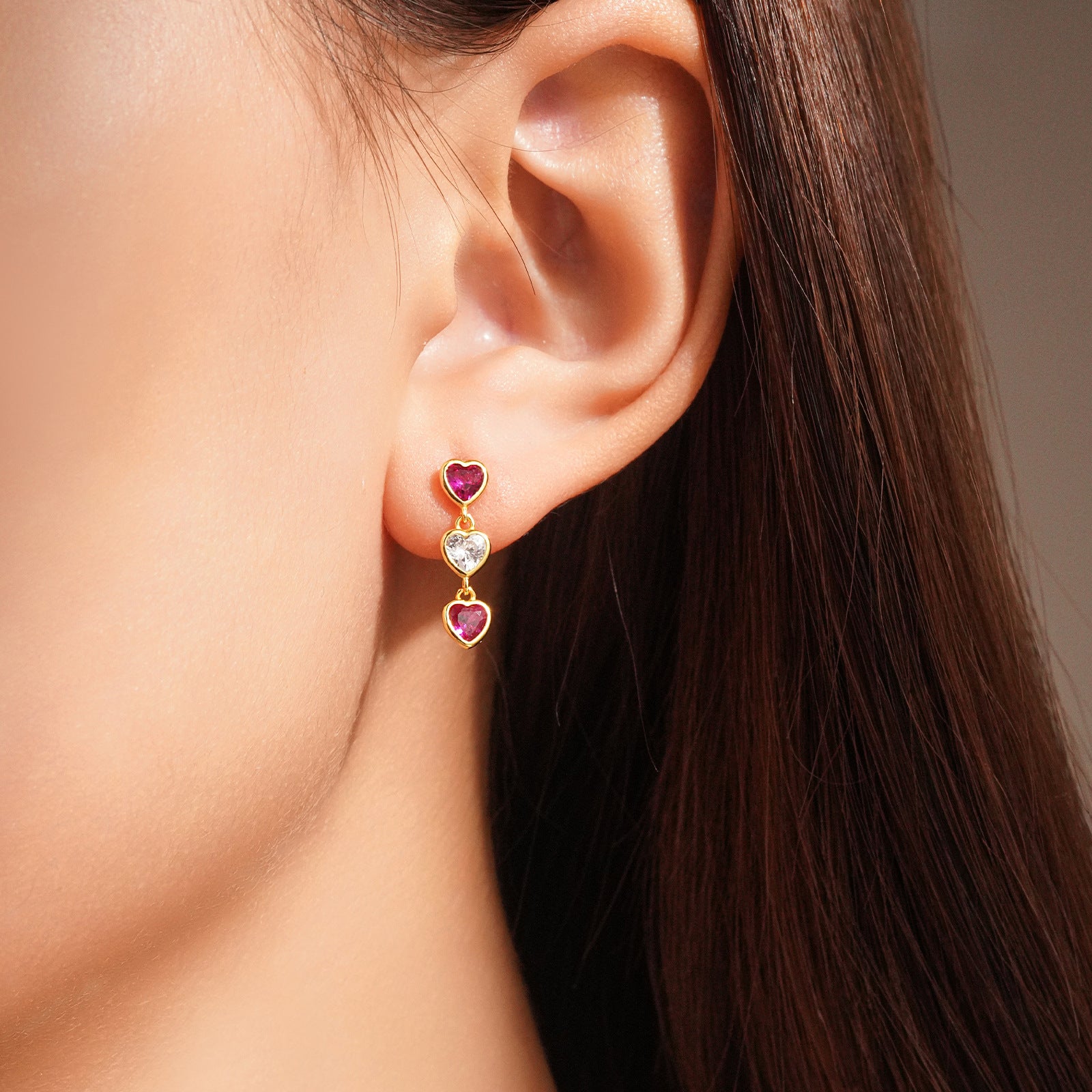 925 Sterling Silver Radiant Heart Cut CZ Drop Earrings 40200769