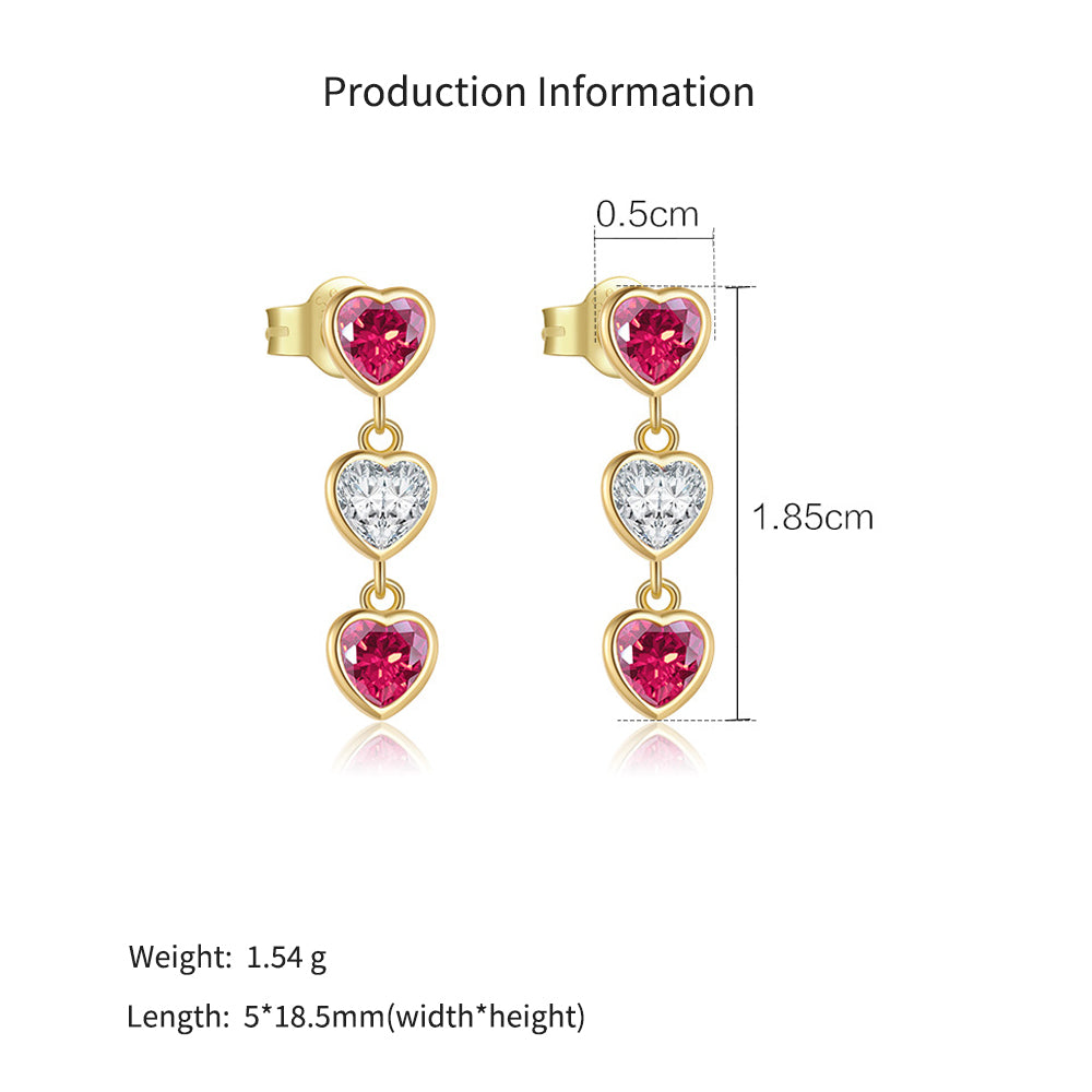 925 Sterling Silver Radiant Heart Cut CZ Drop Earrings 40200769