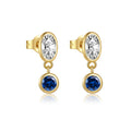 925 Sterling Silver Oval and Blue Round CZ Bezel Drop Earrings 40200770