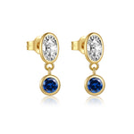 925 Sterling Silver Oval and Blue Round CZ Bezel Drop Earrings 40200770