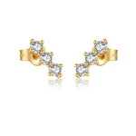 925 Sterling Silver Triple Round CZ Curved Crawler Stud Earrings 40200771