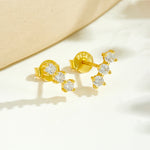 925 Sterling Silver Triple Round CZ Curved Crawler Stud Earrings 40200771