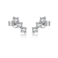 925 Sterling Silver Triple Round CZ Curved Crawler Stud Earrings 40200771