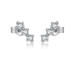 925 Sterling Silver Triple Round CZ Curved Crawler Stud Earrings 40200771