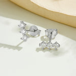 925 Sterling Silver Triple Round CZ Curved Crawler Stud Earrings 40200771