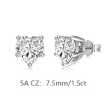925 Sterling Silver Heart Cut White CZ Stud Earrings 40200776