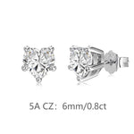 925 Sterling Silver Heart Cut White CZ Stud Earrings 40200776