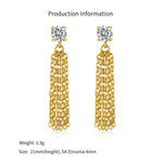 925 Sterling Silver Round CZ Chain Fringe Drop Earrings 40200778