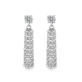 925 Sterling Silver Round CZ Chain Fringe Drop Earrings 40200778