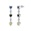925 Sterling Silver Multi-Color Heart CZ Drop Earrings 40200779