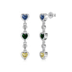 925 Sterling Silver Multi-Color Heart CZ Drop Earrings 40200779