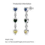 925 Sterling Silver Multi-Color Heart CZ Drop Earrings 40200779
