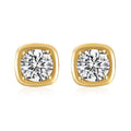 925 Sterling Silver Round CZ Cushion Frame Stud Earrings 40200780