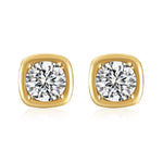 925 Sterling Silver Round CZ Cushion Frame Stud Earrings 40200780